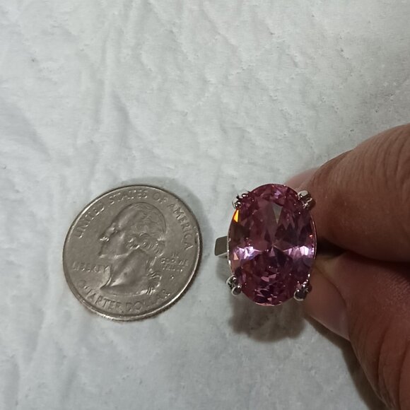 NWOT Large Pink Sapphire Statement Cocktail Ring Size 10.75 - Picture 11 of 15